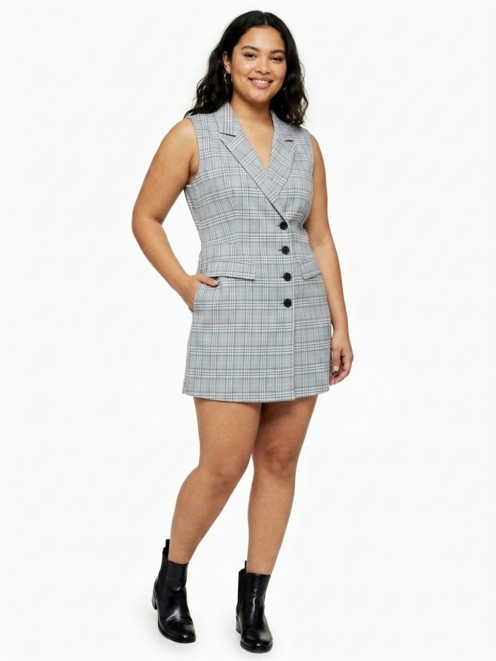 Nordstrom Open Edit Black and Blue Plaid Dress